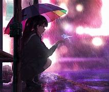 Image result for Anime Girl Under Umbrella in Rain