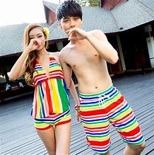 Image result for Men and Woman Wearing Matching Swimsuits