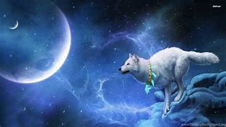 Image result for Moving Wallpapers Space with a Wolf On a Mountain