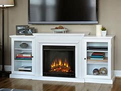 Image result for TV Stand Fireplace White Laquer