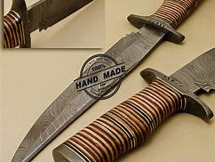 Image result for Bowie Damascus Wood and Green Handle