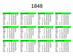 Image result for 1848 Calendar