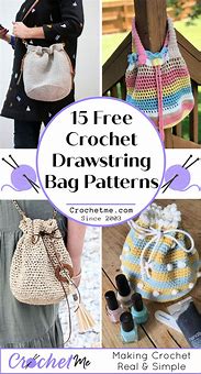 Image result for Crochet Drawstring Bag