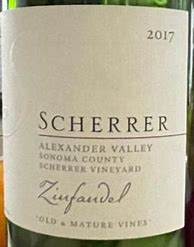 Image result for Scherrer Zinfandel Old Mature Vines Scherrer Alexander Valley