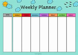 Image result for My Week Planner for Kids Template
