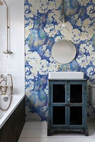 Image result for Blue Bathroom Wallpaper