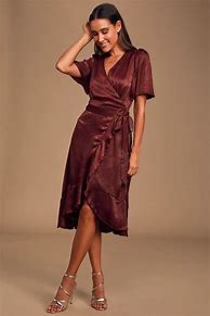Image result for Burgundy Wrap Dress