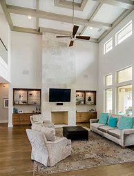 Image result for Living Room with Fireplace High Ceilings