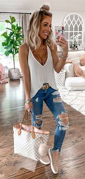 Image result for White Tank Top Outfits