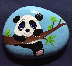 Image result for Panda Rock Painting