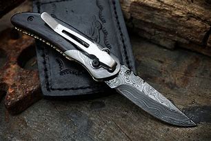 Image result for Damascus Folding Pocket Knife