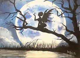 Image result for Moon Silhouette Painting