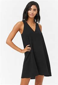 Image result for Black V-Neck Drap Dress