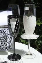 Image result for Wedding Champagne Flutes Black