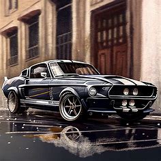 1967 Mustang Shelby GT 500 v3 Glass Wall Art - SplendFy