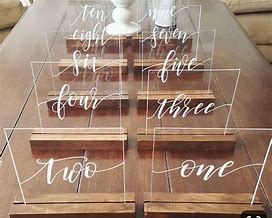 Image result for Rose Gold Acrylic Wedding Table Numbers
