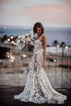 Sunset Magic in Mallorca | Sheer wedding dress, Destination wedding dress, Dream wedding dresses