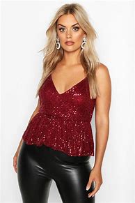 Image result for Plus Size Red Sequin Top