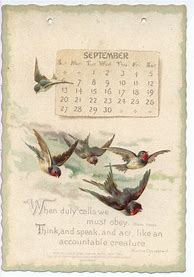 Image result for Vintage Calendar September
