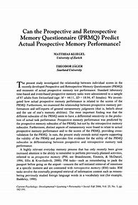 Image result for Retrospective and Prospective Memory