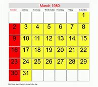 Image result for 1980 Calendar 19 March