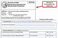 Image result for Certificate of Incorporation California