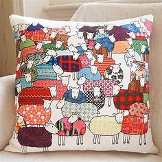 Colourful Sheep Cushion By Mary Kilvert | Free motion embroidery, Sheep crafts, Sewing projects