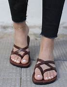 Image result for Flat Leather Sandals Shoes for Teen Girls