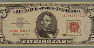 Image result for Red Seal 5 Dollar Bill