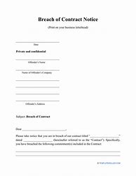 Image result for Breach of Contract Notice Template