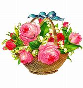 Image result for Cartoon Basket of Flowers Pink and Purple