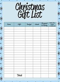 Image result for Gift List Print Out