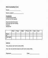 Image result for Work Availability Form Template