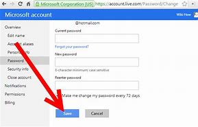Image result for Change Email/Password Hotmail