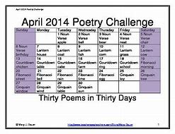 Image result for Poem Challenge Calendar