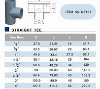 Image result for PVC Tee Dimensions