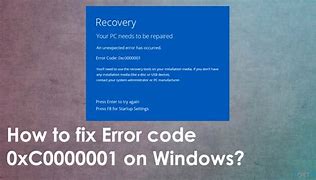 Image result for How to Fix Error Code 0Xc0000001