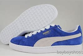 Image result for Blue Puma Suedes with Fat Laces