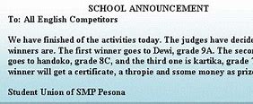Image result for Announcement Text English Competition