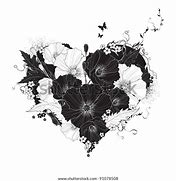 Image result for Black and White Floral Heart