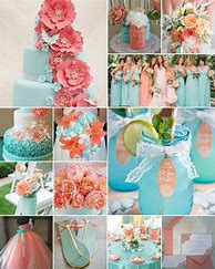 Image result for Teal and Peach Wedding Colors