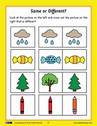 Image result for Preschool Same Different Worksheets