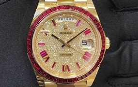 Image result for Rolex Men's Gold Watch with 4 Rubies and Diamonds