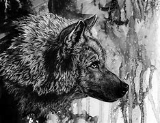 Image result for High Contrast Black and White Painting Wolves