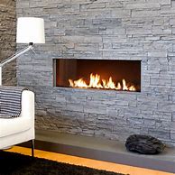 Image result for Gray Stacked Stone Fireplace