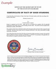 Image result for Secretary of State Good Standing Certificate