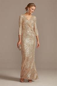 Image result for Long Sleeve Sequin Wrap Dress