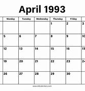 Image result for April 1993 Calendar