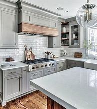 Image result for Light and Dark Kitchen Cabinets