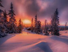 Image result for Snow Cottage Sunset
